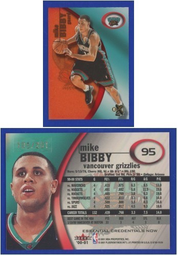 Mike Bibby 2000-01 Skybox E-X #95 Essential Credentials #'d 105/201 - BEAUTIFUL!