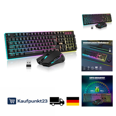 RedThunder K10 Kabellose Gaming Tastatur Maus Set QWERTZ 3000mAh