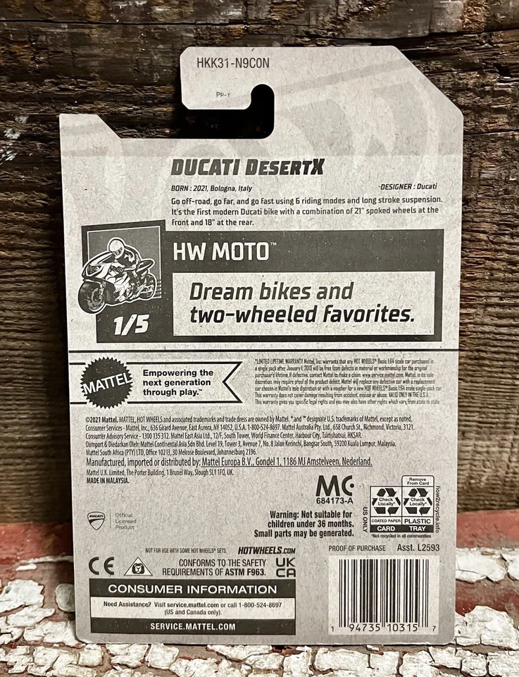 Hot Wheels Amarillo Ducati DesertX, HW: Moto, (1/5) 1:64 Die Cast Moto Foto 3 de 3