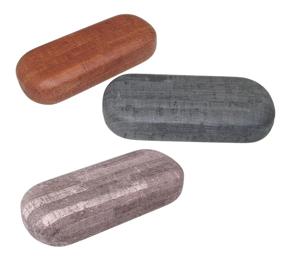 DUGGERT Hartschalenetui "Yesina" in Holzoptik braun oder grau mit Metallscharnier | NEU