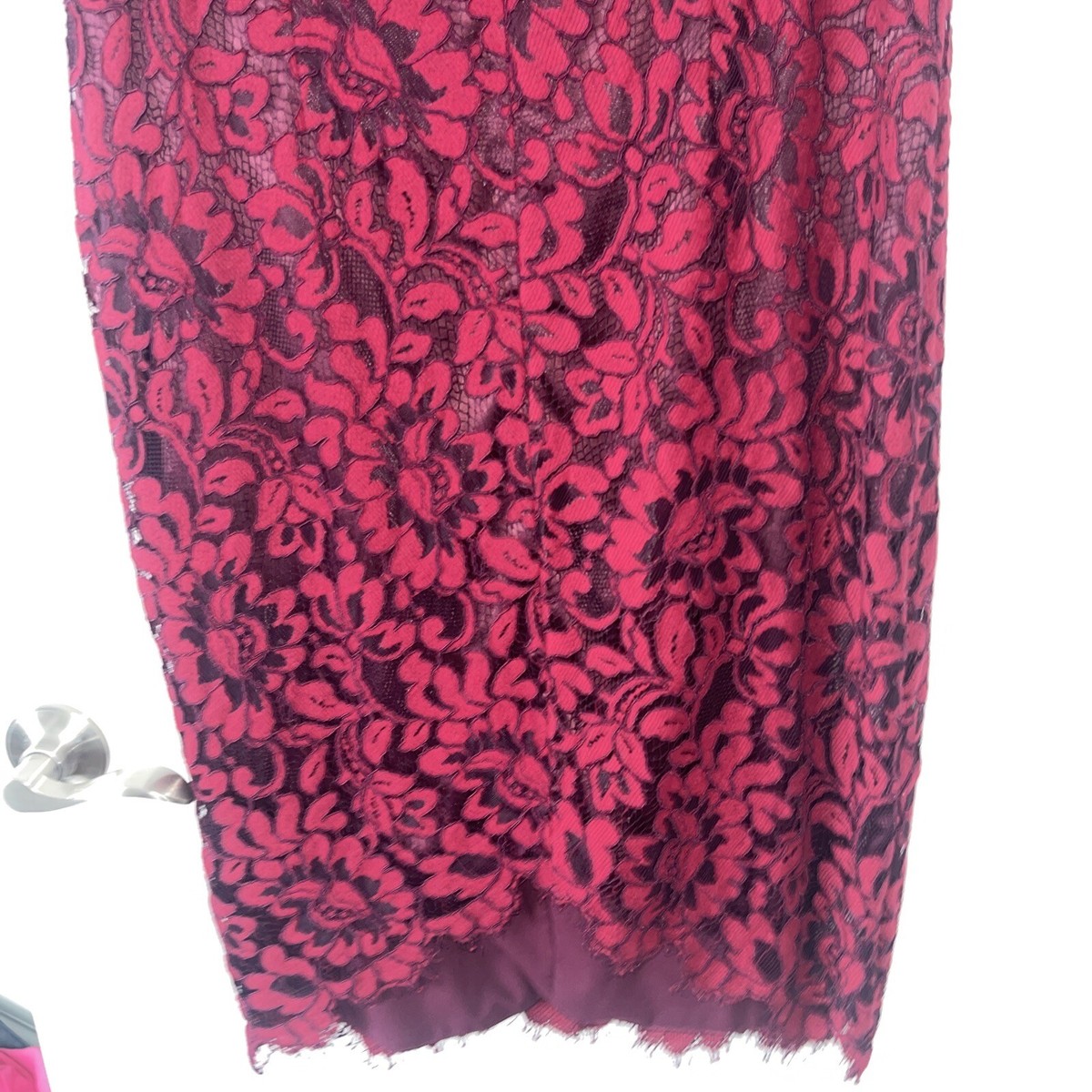 Women's Eliza J Tulip Hem Lace Cocktail Dress, Size 12 - Burgundy