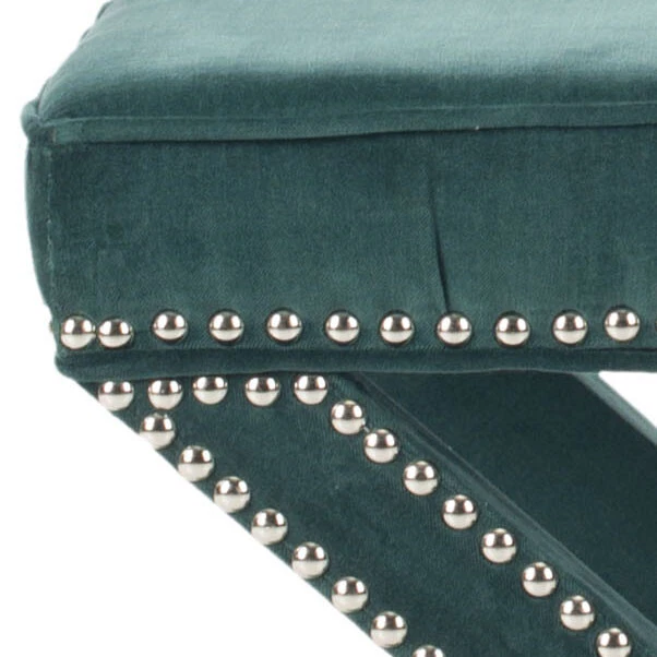 SAFAVIEH Palmer Ottoman Silver Nail Head | Marine | - Image 3 of 3