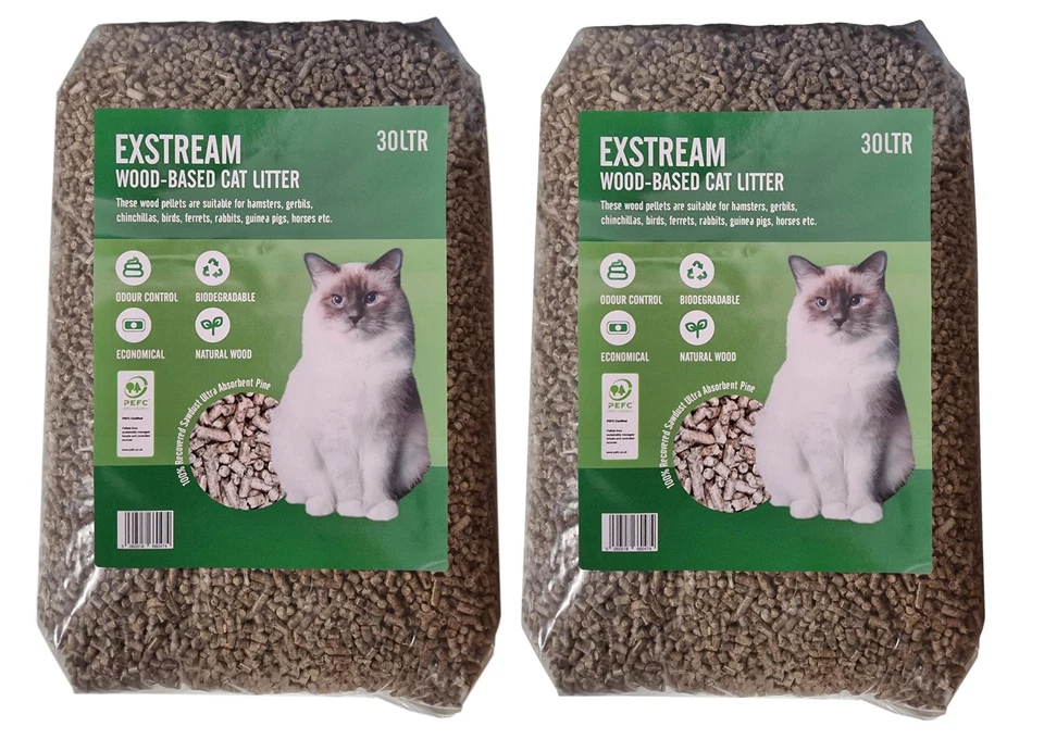 Cat Litter Wood Pellets Absorbent Pine Hygiene Odour Control Non-Clump 60 Litres - Image 1 of 1