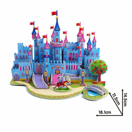 3D DIY Cartoon Fairytale Blue Castle Puzzle Jigsaw Kids Fun Toys & Hobbies Gift. - Picture 3 of 7