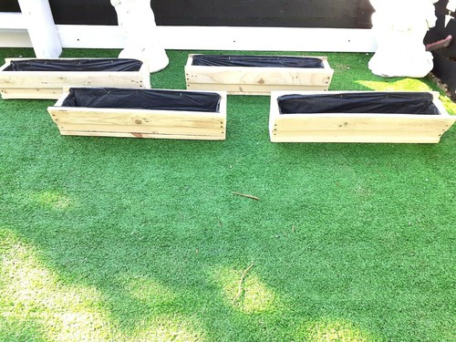 Holzpflanztrog Pflanzkasten Gartenpflanztopf 90cm Länge Fensterkasten - Bild 6 von 6