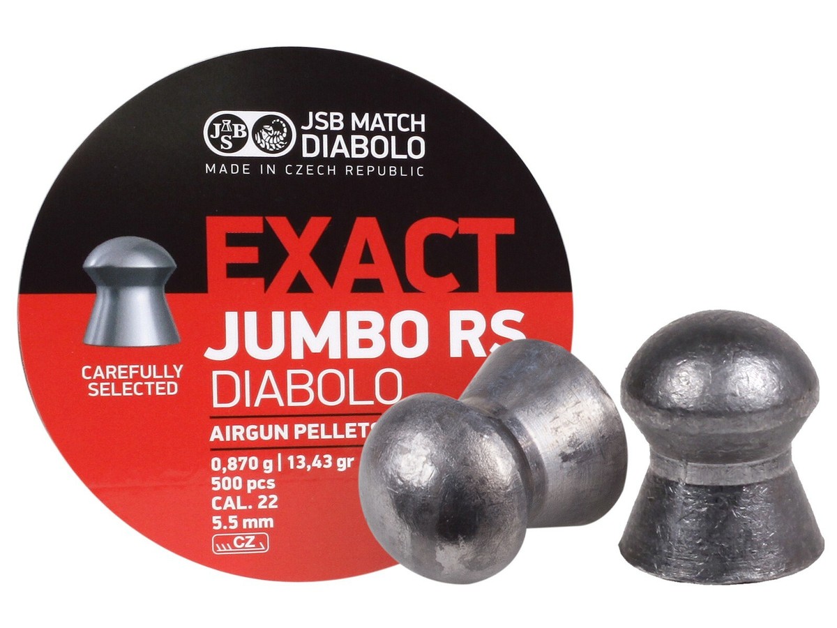 JSB Match Diabolo Exact Jumbo RS .22 Cal 13.43 Grains Domed, 500ct