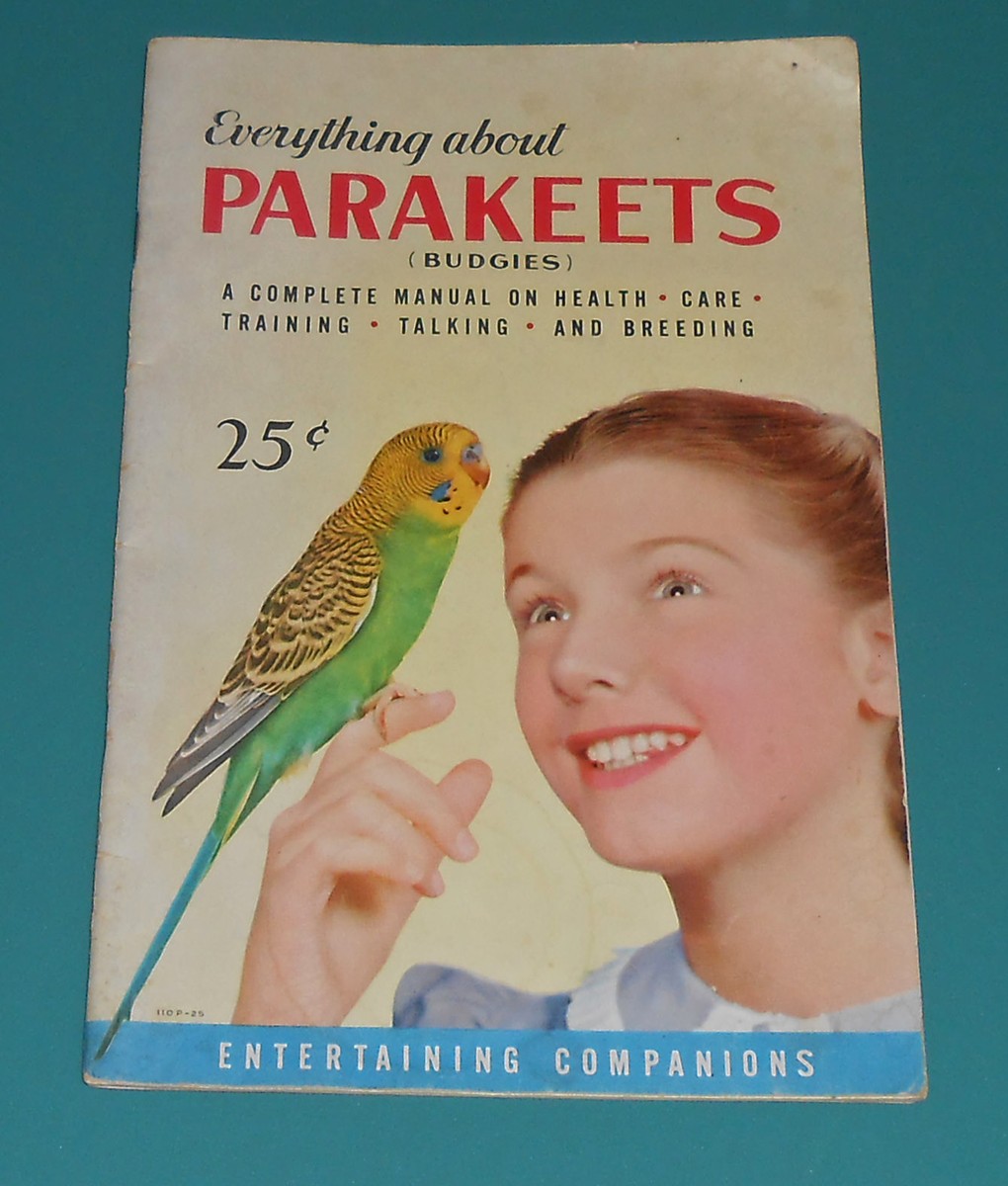 Vintage 1953 PARAKEETS Guide Book Pets Birds Care Health Kids Little Girl  Photos