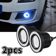2X Waterproof COB LED Fog Lights Car Head Lamp Set Halo Angel Eye Headlights