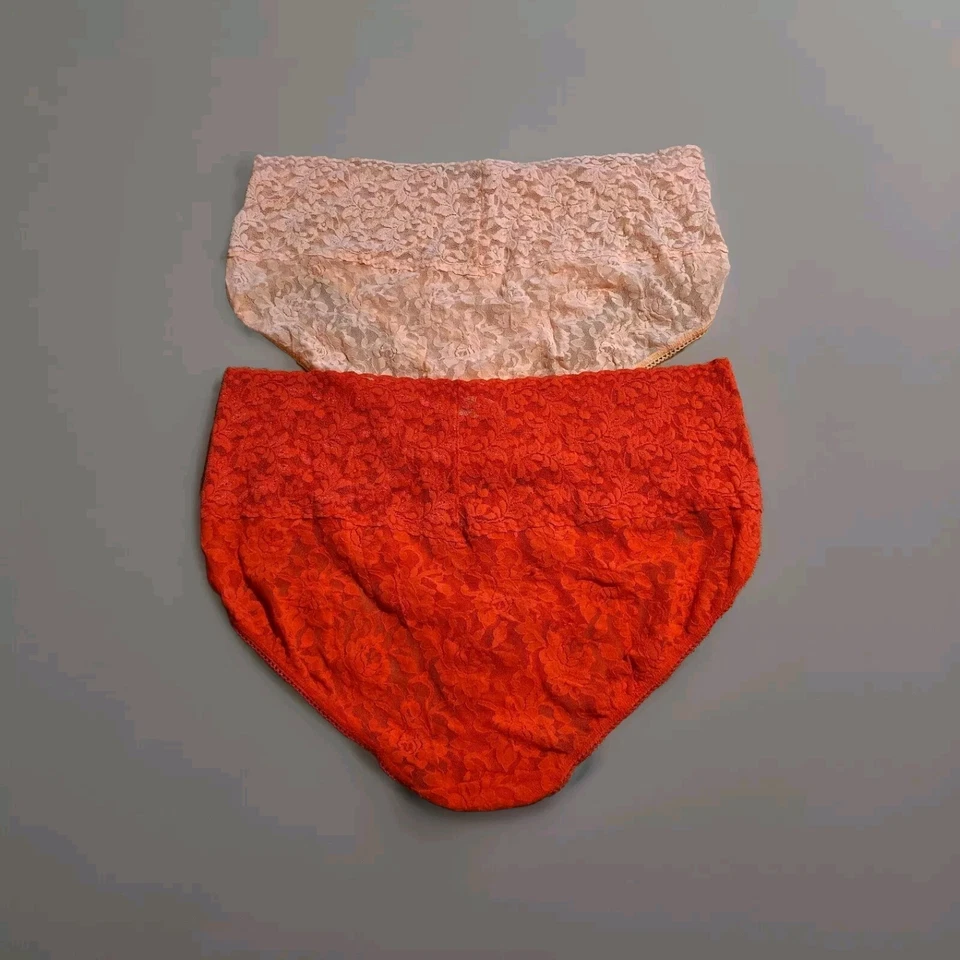 Hanky Panky Mujer RETRO ENCAJE V-kini MELOCOTÓN Y ROSA INTENSO BRAGAS ELÁSTICAS NUEVAS SIN ETIQUETAS 2X Foto 2 de 4