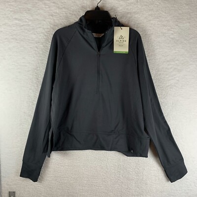Alpine Design Top Womens Medium Black UPF 50+ Stretch Knitted 1/4 Zip 7219