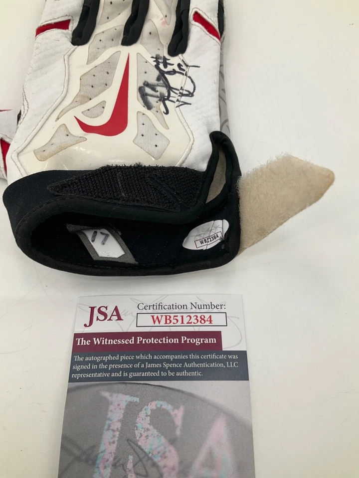 GUANTE DERECHO USADO NIKE FIRMADO POR EL ESTADO TED GINN JR. OHIO CERTIFICADO DE AUTENTICIDAD JSA Testigo Foto 4 de 4
