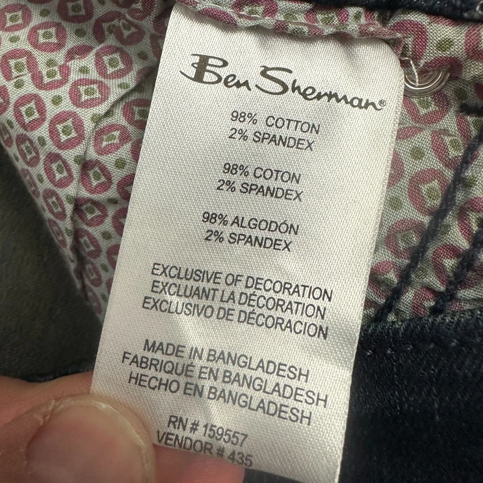 Pantalones de mezclilla Ben Sherman para hombre calce recto 30W 34L mezcla de algodón elástico lavado oscuro Foto 4 de 4