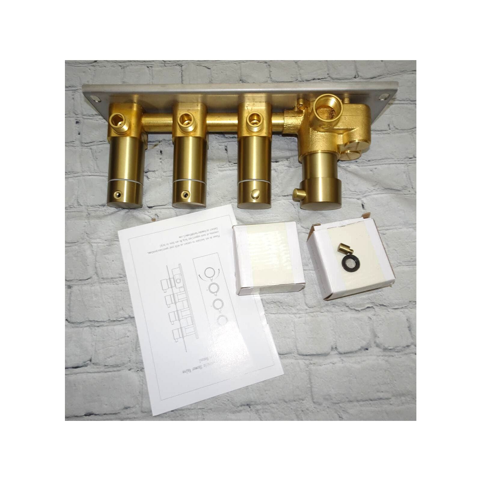 3 Function Shower Mixing Valve Trim Brushed Gold Three Way Thermostatic ...