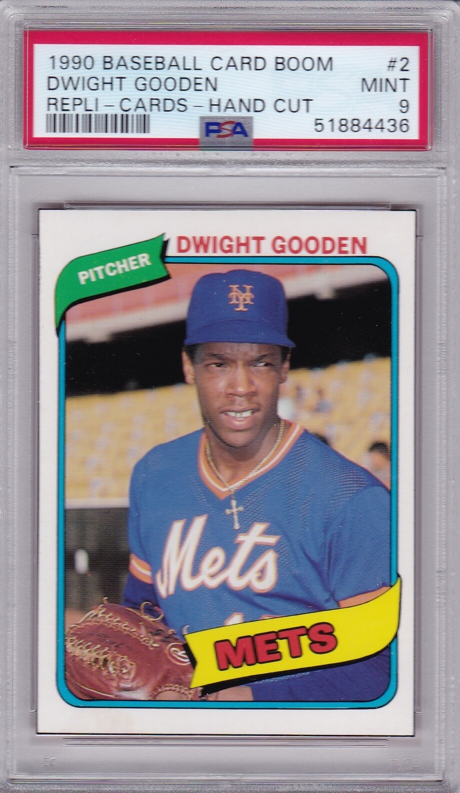 1990 Baseball Card Boom #2 DWIGHT GOODEN PSA 9 MINT tough! New York METS