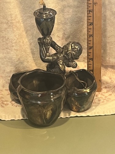 Victorian EG Webster figural silver plated Cherub Cigar Lighter smoking stand - Picture 4 of 6