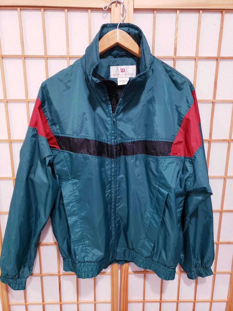 Vintage 90 Wilson Track Suit Men s Size Medium Full Zip Green Maroon Blue