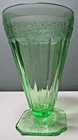 JEANNETTE Depression Glass ADAM GREEN 9 oz. FOOTED TUMBLER/ICED TEA ~ 5 1/2"