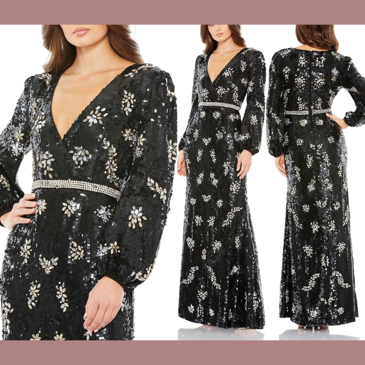 NWT $1598 Mac Duggal [ 8 ] 93616 Embellished Wrap Over