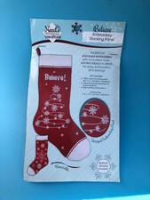 Needle Creations BELIEVE Christmas Embroidery Stocking Panel Kit Reversible NEW