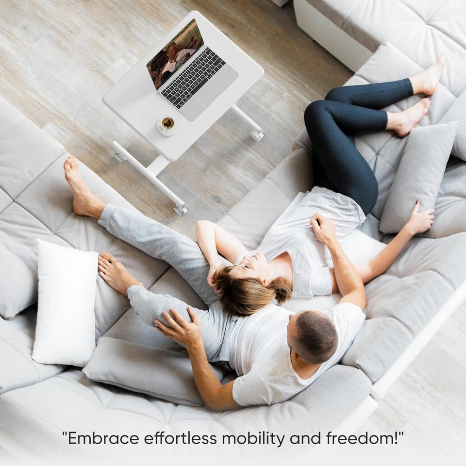 Escritorio Móvil Pequeño De Pie Con Ruedas Bloqueables Y Altura Ajustable Blanca Foto 2 de 4