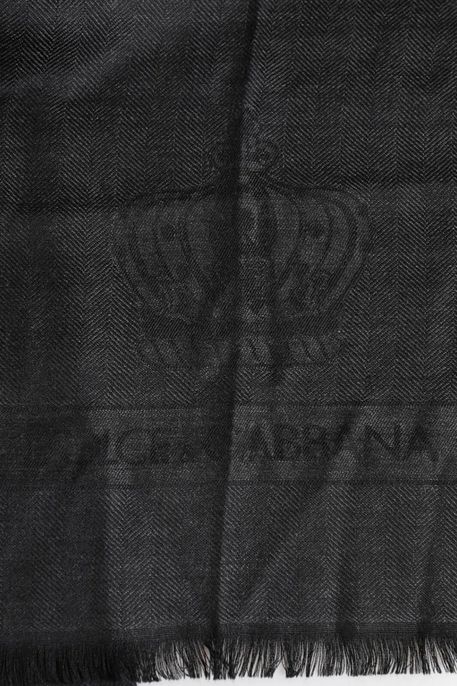 DOLCE & GABBANA Scarf Dark Gray Cashmere Fringes Neck Warmer 176cm x 75cm 750usd Foto 2 de 4