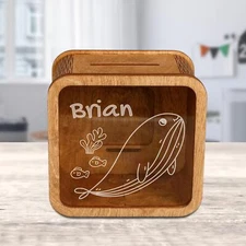Personalised Wooden Money Piggy Box for Kid