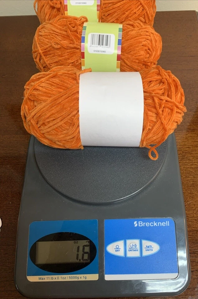 Lote de 3 Hilos de Chenilla Herrschners 1.75oz 140yd 100% Acrílico Naranja Calabaza Foto 4 de 4