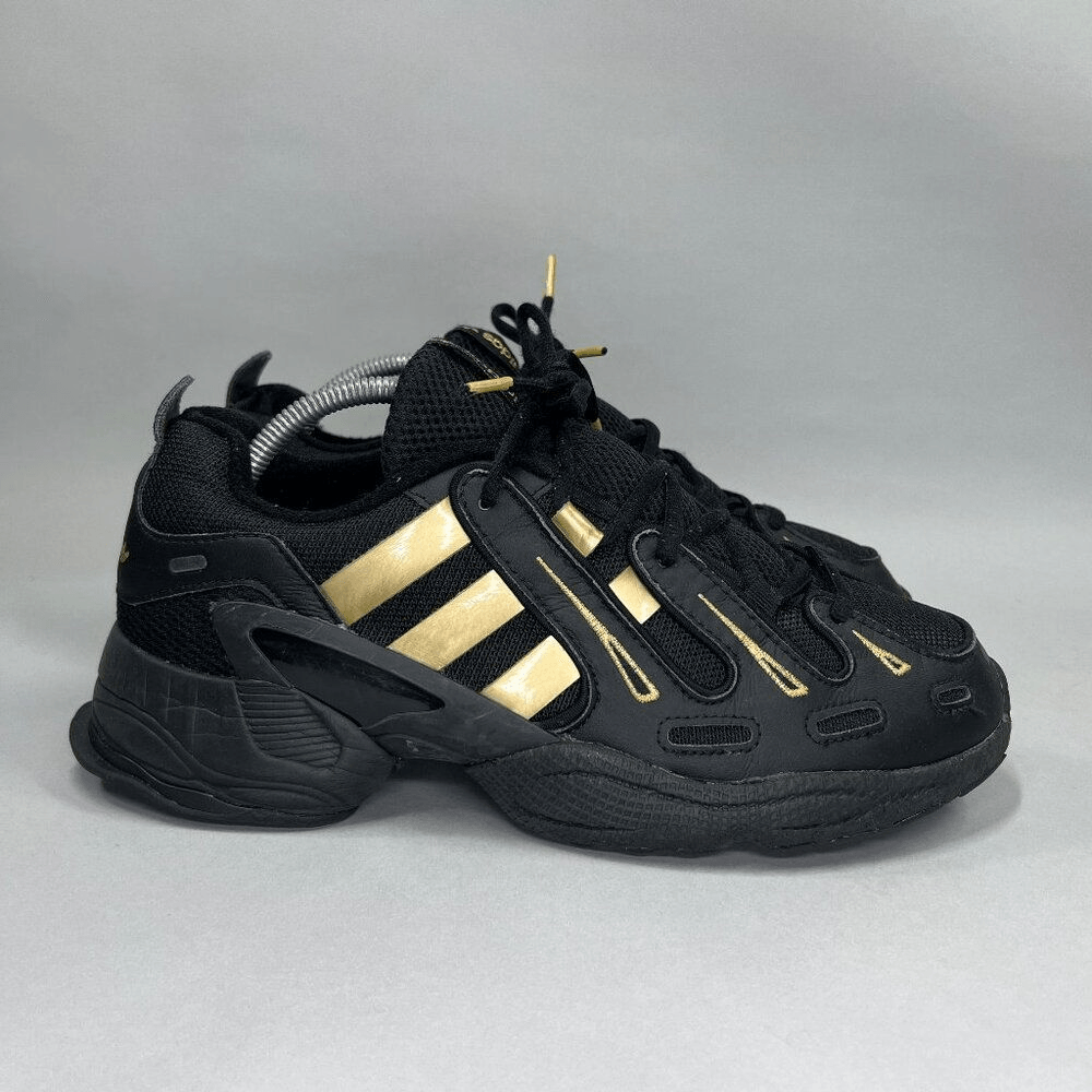 Adidas Men's Size 9.5 EQT Gazelle Black & Gold Athletic Adidas Men's Size 9.5 EQT Gazelle Black & Gold Athletic