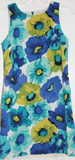 Ann Taylor LOFT Women's Sz 2 Blue/Teal flowers Sleeveless Lined Dress