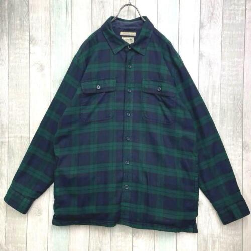 L.L. Bean Vintage Flannel Work Shirt Plaid Western Long Sleeves Cotton Green L - Picture 1 of 14