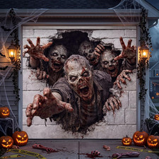 7X8Ft Halloween Garage Door Cover Scary Garage Door Decorations