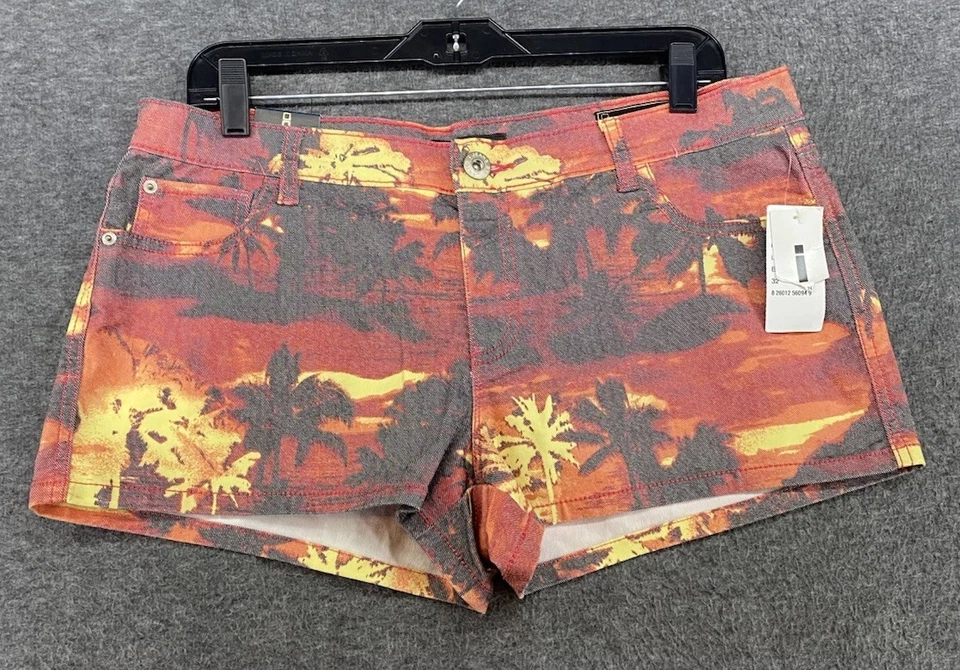 NUEVO iJeans by Buffalo Talla 12 Pantalones Cortos Denim Bahama Ajustados Puesta de Sol Palmera Puesta de Sol Foto 3 de 4