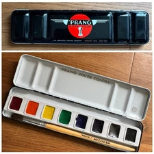 Vintage D Prang 8 Water Colors Tin Case by J. Dixon Crucible Co. Art Deco