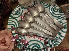 5 Silberlöffel, Gemarkt Und Gestempelt, Vintage, Jugendstil