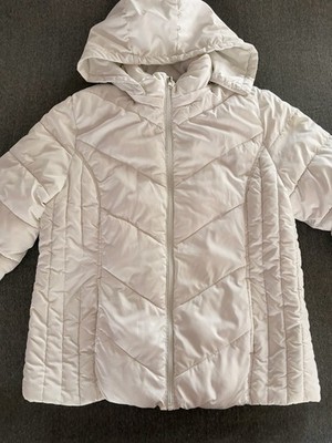 Faded Glory Hooded White Puffer Jacket Womens Size Large