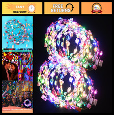 20 Pcs LED Flower Crowns Headbands - Glow in the Dark Wreaths for Parties, Weddi