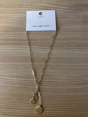 Loft T-bar Paper Clip Necklace- NWT Gold