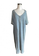 NWT Lauren Ralph Lauren Jeans Co 3X Blue Stripe Maxi Dress Cotton Henley Casual