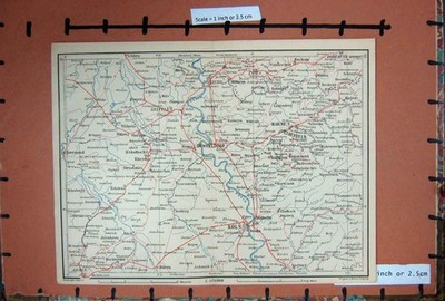 Alte antike Druck Karte 1896 Rhein Köln Düsseldorf Deutschland Barmen Krefeld 19.