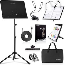 CAHAYA 6 IN 1 Sheet Music Stand with Stand Light Desktop Book Stand with Carr...