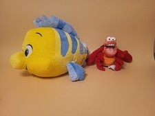 Disney Store The Little Mermaid Flounder 13" Plush  Sebastian 7" Plush