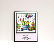 Card Kit Birthday Frog Theme total 4 w/ envelopes