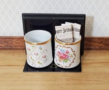 Dollhouse Waste Paper Baskets Trash Cans x2 Reutter Porcelain 1:12 Scale Decor