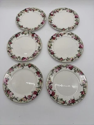 Grace Teaware Floral 8” Fine Porcelain Salad Dessert Plate Set of 6 - Image 1 of 4