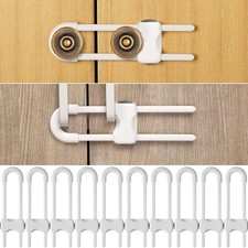 10 Pieces Cabinet Locks for Babies, U-Shaped Proofing Drawers Safety Child Locks