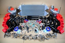 Twin Turbo Kit Intercooler Black Pipe Red Coupler For Nissan 350z 370z Z33 Z34