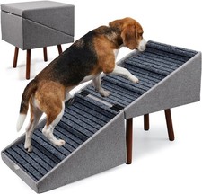 XXL 2-in-1 Ottoman Dog Stairs Large Dogs,21.6 Inch Foldable 6 Step Pet stairs