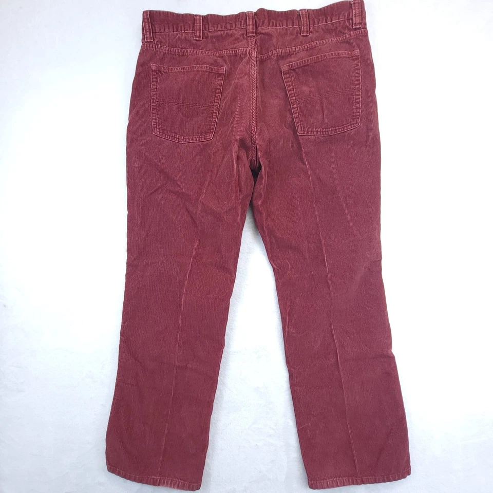 LL Bean Mens Corduroy Pants 38x30 Burgundy Red Standard Fit Cotton Casual  - Image 2 of 4