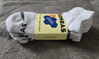 4-pack (4 pairs) Bombas Solids Ankle Socks - WHITE - Large - Free Shipping