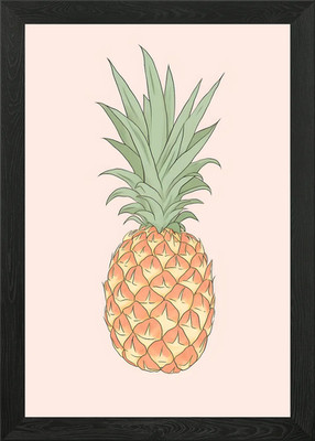 Gerahmtes Wandbild Ananas tropische Früchte Poster Leinwanddruck Bild